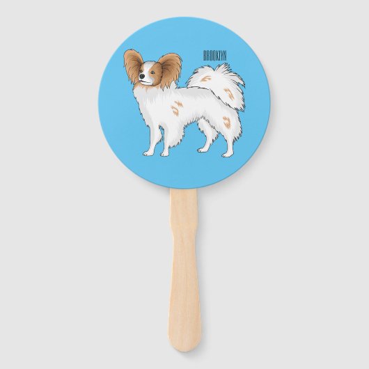 Papillon dog cartoon illustration  ハンドファン (正面)