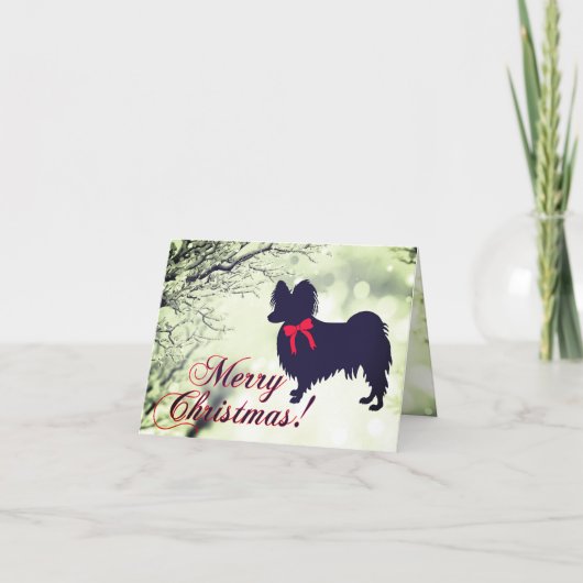 Papillon Dog Merry Christmas Card カード (正面)