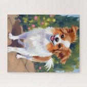 Papillon Dog | Pet Watercolor Painting ジグソーパズル (横)