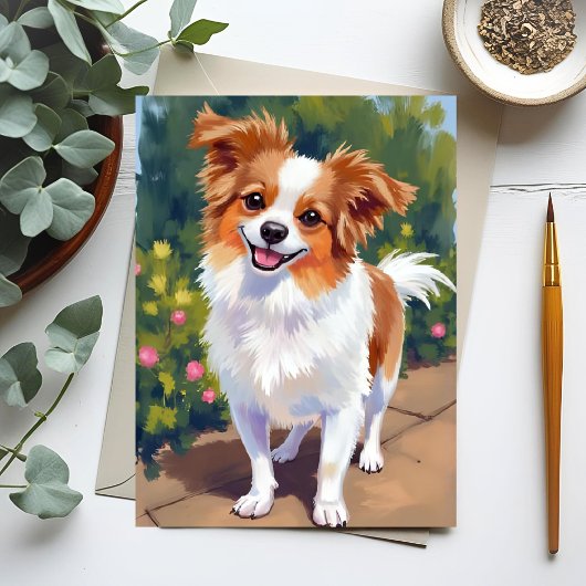 Papillon Dog | Pet Watercolor Painting ポストカード