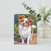 Papillon Dog | Pet Watercolor Painting ポストカード (スタンド正面)