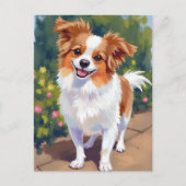 Papillon Dog | Pet Watercolor Painting ポストカード (正面)