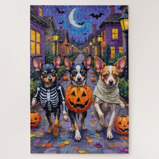 Papillon Dogs Trick-or-Treating Halloween Costumes ジグソーパズル (縦)