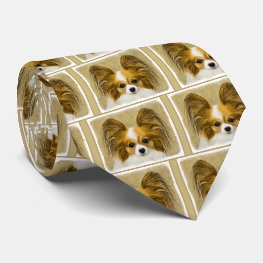 Papillon (Hound Tri) Painting - Original Dog Art ネクタイ (ロール)