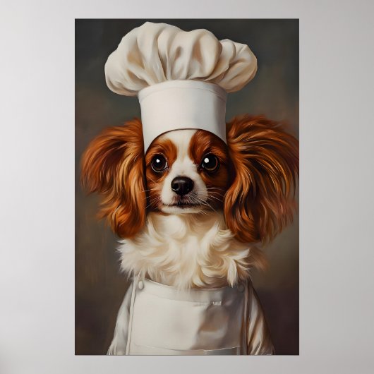 Papillon In Chefs Hat Poster, Pet Poster, Papillon ポスター (正面)