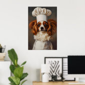 Papillon In Chefs Hat Poster, Pet Poster, Papillon ポスター (ホームオフィス)