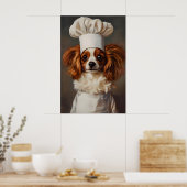 Papillon In Chefs Hat Poster, Pet Poster, Papillon ポスター (キッチン)