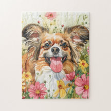 Papillon Puzzle – Watercolor Dog Art