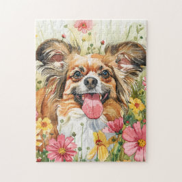 Papillon Puzzle – Watercolor Dog Art ジグソーパズル