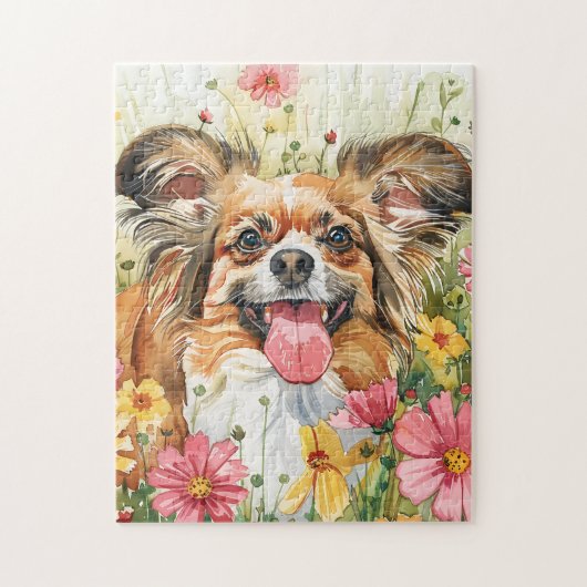 Papillon Puzzle – Watercolor Dog Art ジグソーパズル (縦)