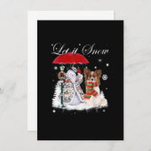 Papillon Santa Dog Christmas Snowman Xmas Pajama 招待状 (正面/裏面)