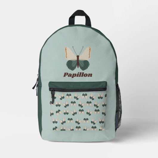 Papillon vert プリントバックパック (正面)