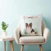 Papillon Watercolor Personalized Dog クッション (椅子)