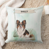 Papillon Watercolor Personalized Dog クッション (ブランケット)