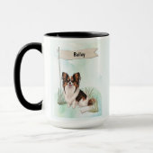 Papillon Watercolor Personalized Dog マグカップ (左)