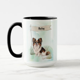 Papillon Watercolor Personalized Dog マグカップ