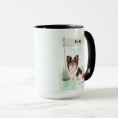 Papillon Watercolor Personalized Dog マグカップ (正面右)