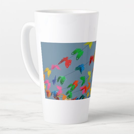 papillons multicolores カフェラテマグ (左アングル)
