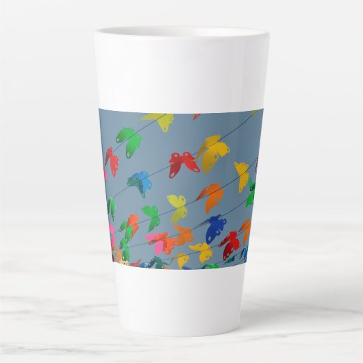 papillons multicolores カフェラテマグ (正面)