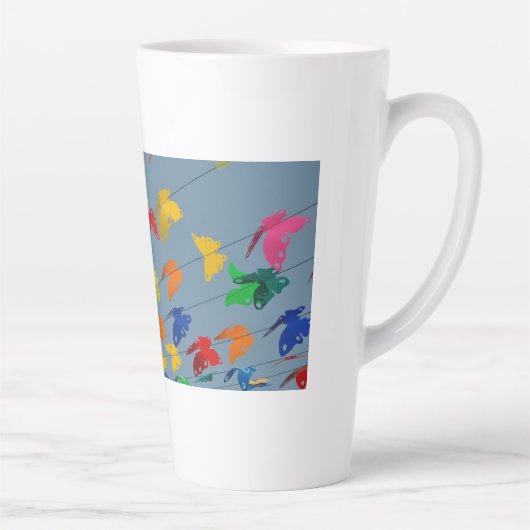 papillons multicolores カフェラテマグ (右)