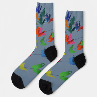 papillons multicolores ソックス