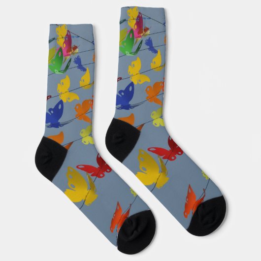 papillons multicolores ソックス (右)