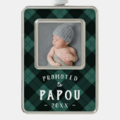 Papouに昇格 |ベビーフォトグランパ シルバープレートフレームオーナメント (正面)
