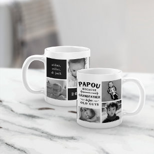 Papou祖父おもしろい写真コラージュ コーヒーマグカップ