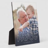 "Papou"創立年 | 父の日フォトギフト フォトプラーク (側面)