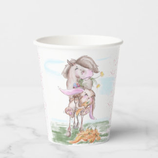 Pappbecher für Osterparty mit Pferd und Osterhase 紙コップ