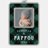 Pappouに昇格 |ベビーフォトグランパ シルバープレートフレームオーナメント (正面)