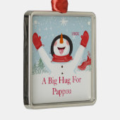Pappouのクリスマスの雪だるまのオーナメントのための抱擁 メタルオーナメント (右)
