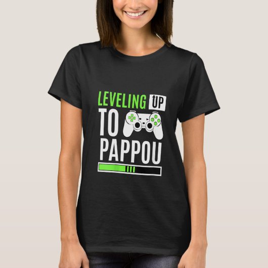 Pappouゲーミングジェンダーの明らかにまでレベリングする女性 Tシャツ (正面)