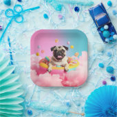 Pappteller mit süßem lustigen Mops Hund ペーパープレート (パーティー)