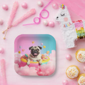 Pappteller mit süßem lustigen Mops Hund ペーパープレート (パーティー)