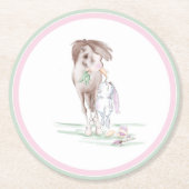 Pappuntersetzer Ostermotiv, Pferd und Hase ラウンドペーパーコースター (正面)