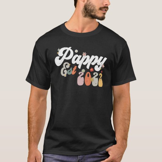 Pappy Est 2023レトロGroovy新しいPappy Tシャツ (正面)