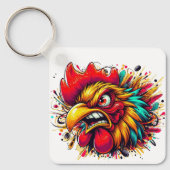 "Pappy Spirited Rooster" Double Sided Aluminum キーホルダー (正面)