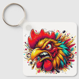 "Pappy Spirited Rooster" Double Sided Aluminum  キーホルダー