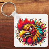 "Pappy Spirited Rooster" Double Sided Aluminum  キーホルダー (正面)