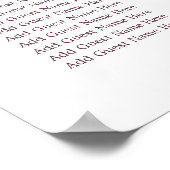 Paprika Burgundyフローラ結婚のXLシーティングチャート ポスター (角)