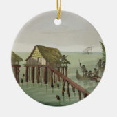 Papuの種族、Rawakの住居は、22をのためのめっきします セラミックオーナメント (正面)