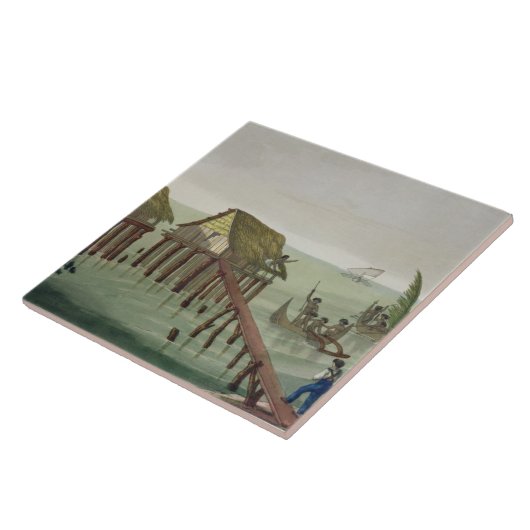 Papuの種族、Rawakの住居は、22をのためのめっきします タイル (側面)