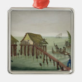 Papuの種族、Rawakの住居は、22をのためのめっきします メタルオーナメント (正面)