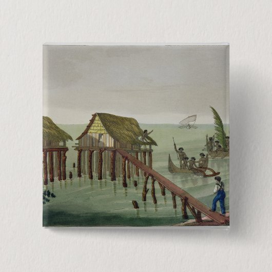 Papuの種族、Rawakの住居は、22をのためのめっきします 缶バッジ (正面)