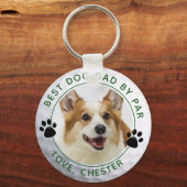 PARゴル最高のフボールポープリント写真による犬のパパ キーホルダー (裏面)