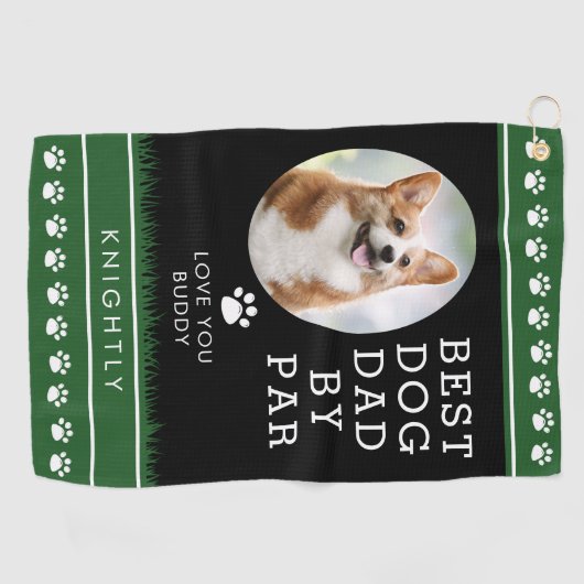 PAR最高のフォトポープ印刷による犬のパパパーソナライズされた ゴルフタオル (横)