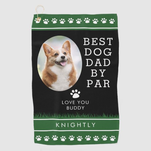 PAR最高のフォトポープ印刷による犬のパパパーソナライズされた ゴルフタオル (正面)