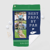 PAR3のベストパパ 写真コラージュ 青と緑 ゴルフタオル (インサイチュ)
