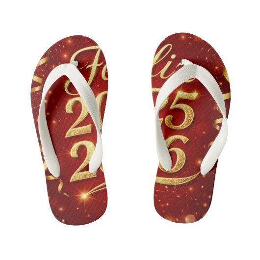Par de Chancletas con Diseño “Feliz 2025–2026” | C キッズビーチサンダル (フットベッド)